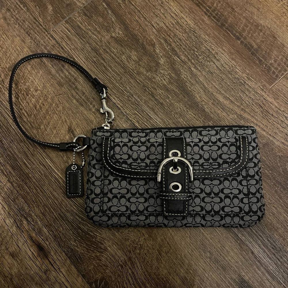 Coach SoHo Black and Gray Wristlet
